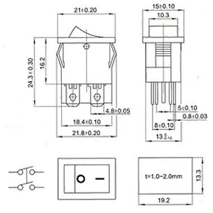 Переключатель рокерный KCD1-104B красный