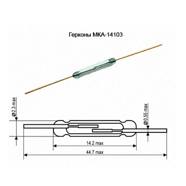 Геркон 14*2мм Открытый МКА-14103