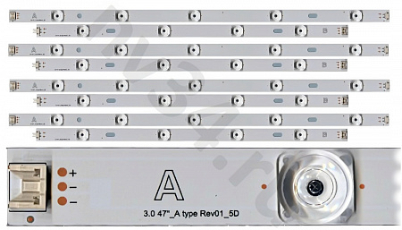 Комплект подсветки LG 47'' DRT 3,0 /6V 4 планки по 9 линз 985мм Китай