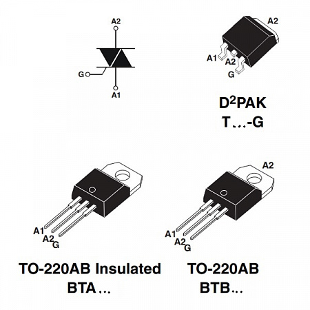 Симистор BTA225-800B  [TO-220] 