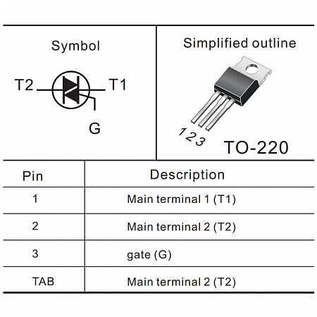 Симистор BT134-600D  [SOT82]