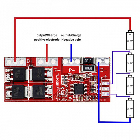 Модуль защиты Li-Ion АКБ BMS на 4 банки (30А)