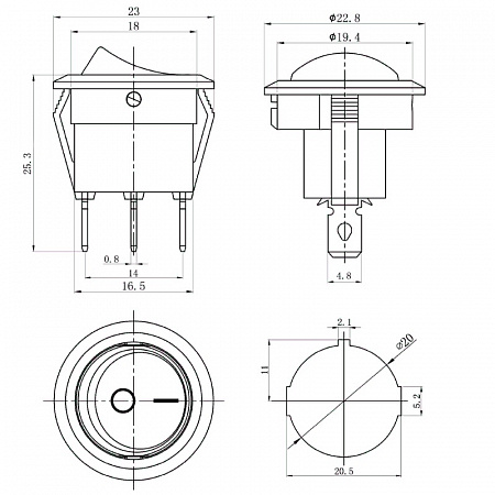 Переключатель рокерный KCD1-101N-8 красный