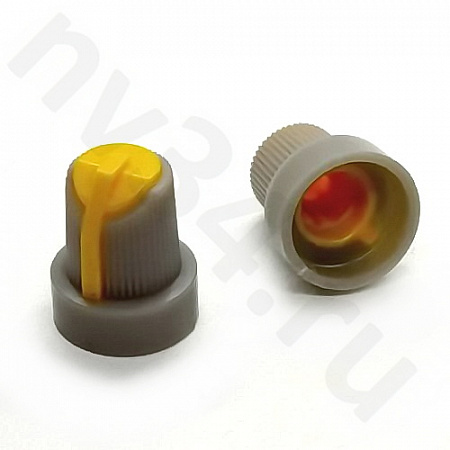 Ручка резистора внутр. D=6mm серо-желтые №3Ж