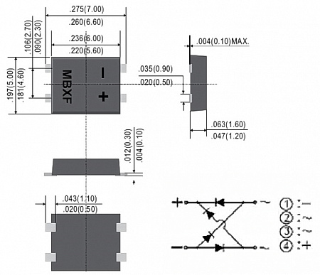 Диодный мост MB6F smd