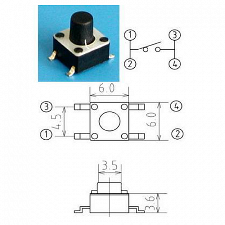 Кнопка SWT 6х6_ 5мм SMD 