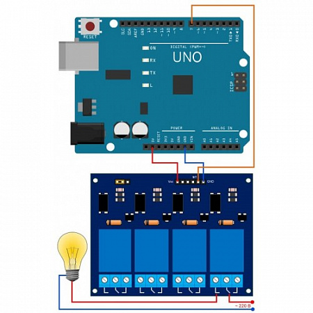 Модуль реле 4х канальное 5V 