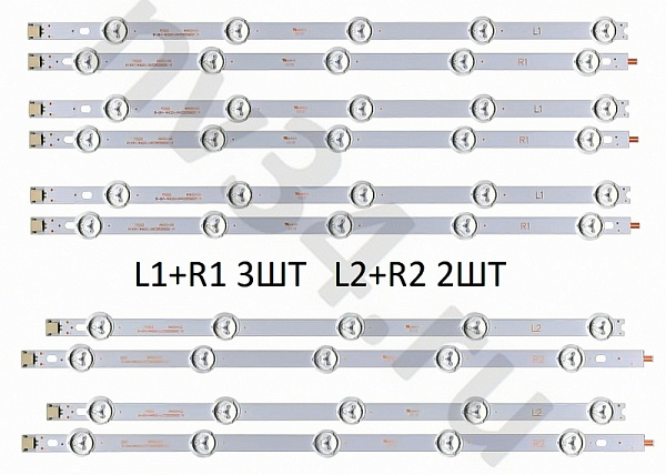 Комплект подсветки LG 42" ROW2,1 /5 планок по 10 линз 3V 820мм 