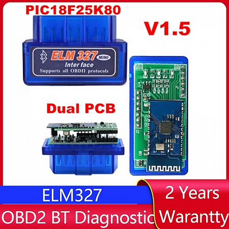 Автомобильный диагностический OBD2 сканер ELM327 версия 1.5