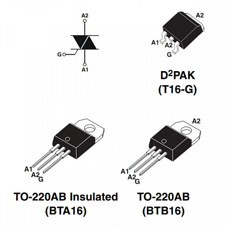 Симистор BTA16-800CW  [TO-220] 