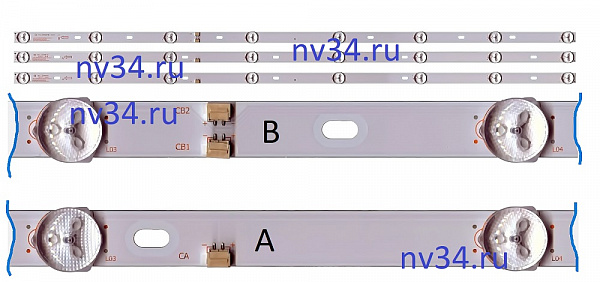 Комплект подсветки 40" 8 линз 6V 736мм *3шт BBK и пр.