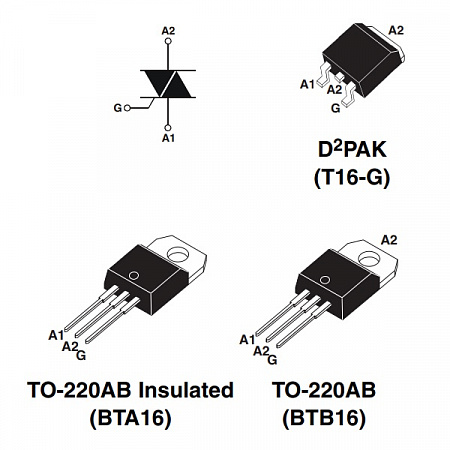 Симистор BTA16-1000B  [TO-220] 